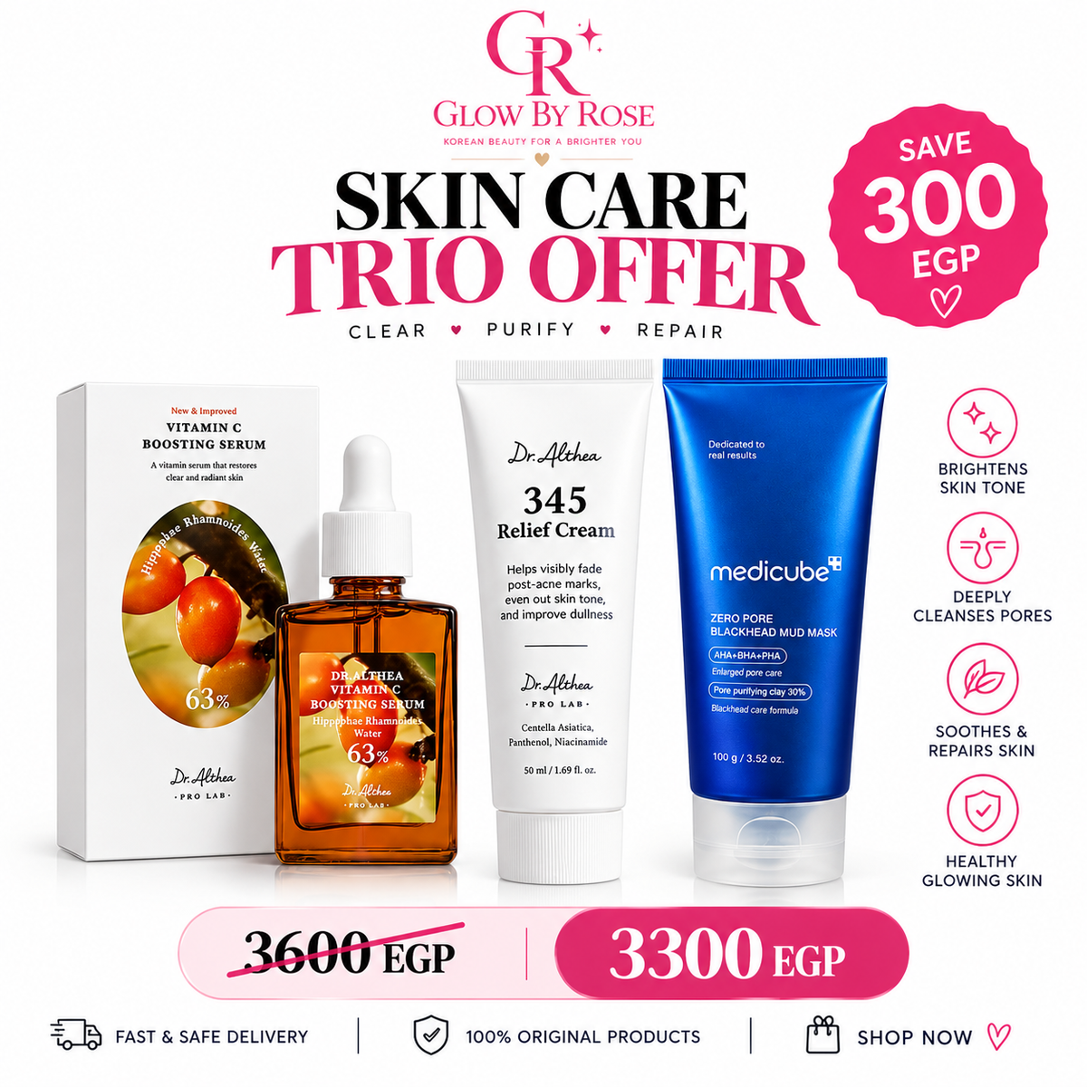 Trio offer Dr. Althea Vitamin C Serum+ Dr. Althea 345 Relief Cream + Dr. Althea 345 Relief Cream