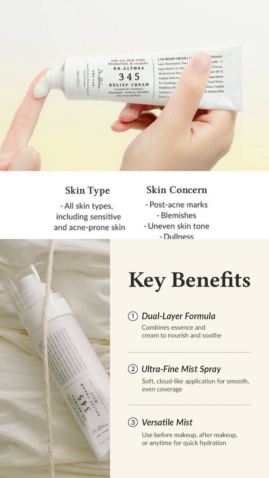 Dr. Althea 345 Relief Cream Mist Duo – 50ml + 60ml ✨🍃