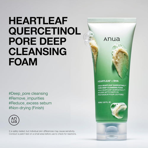 ANUA HEARTLEAFQUERCETINOL PORE DEEP CLEANSING FOAM ( heartleaf+ BHA ) 150 ml